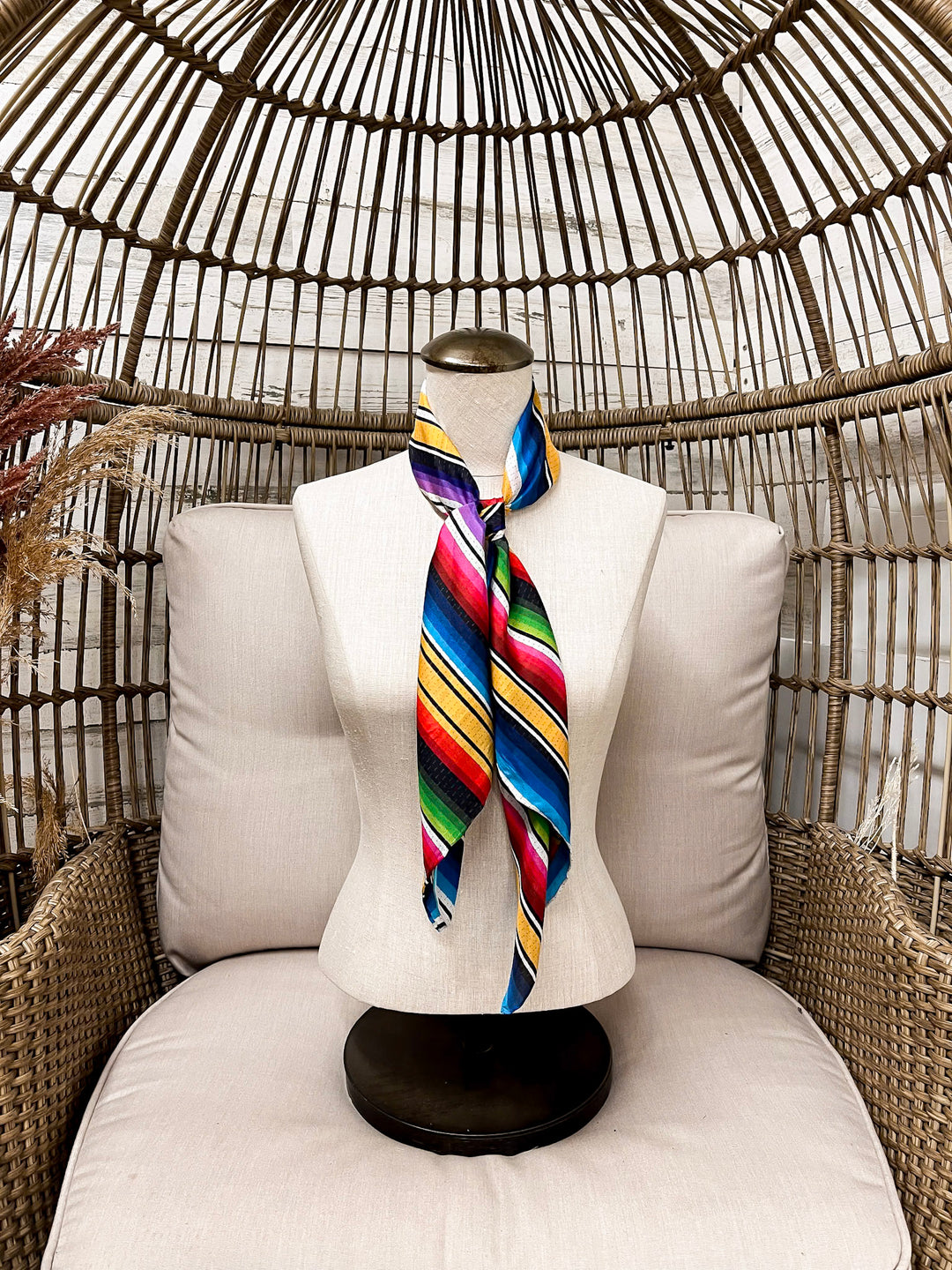 Wyoming Traders | Stripe Southwest Silk Wild Rag Scarf in Yellow Mix