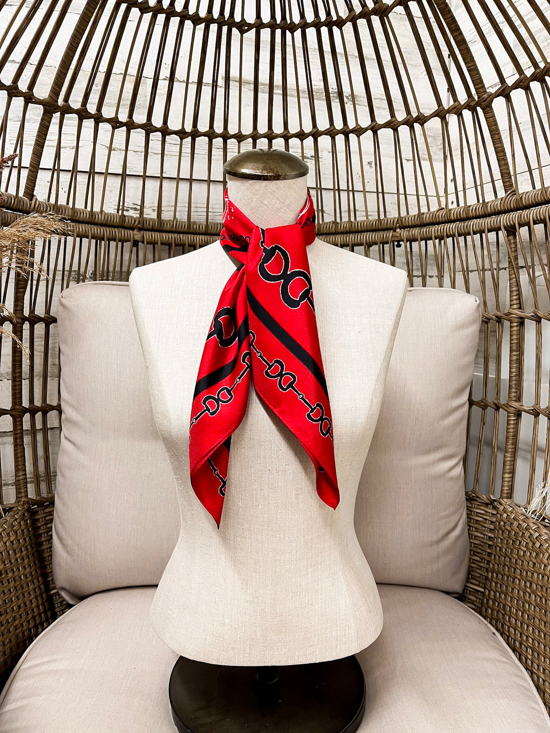 KB's Canvas | In Good Reins Horse Bit Print Scarf in Red and Black