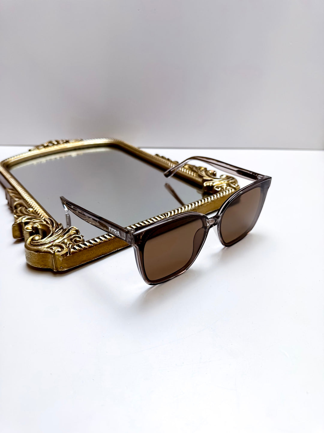 Otra Eyewear | Betty Oversized Square Sunglasses in Transparent Olive