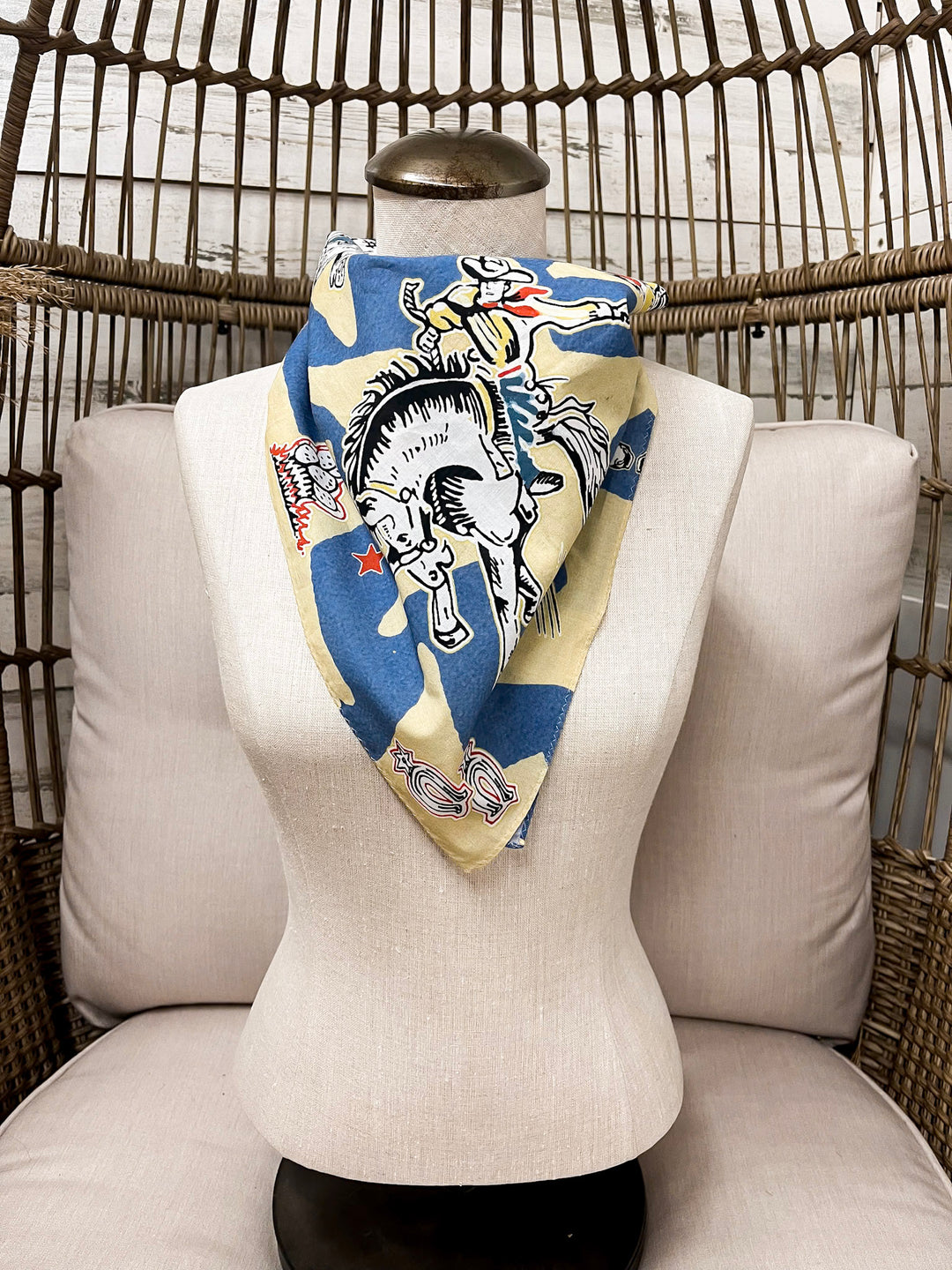 XOXO Art & Co | Star Cowboys Bandana Scarf in Cream and Blue