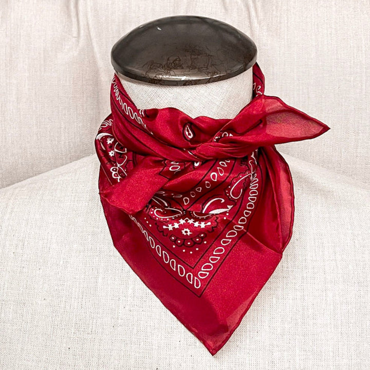 Mini Bandana Silk Wild Rag in Red