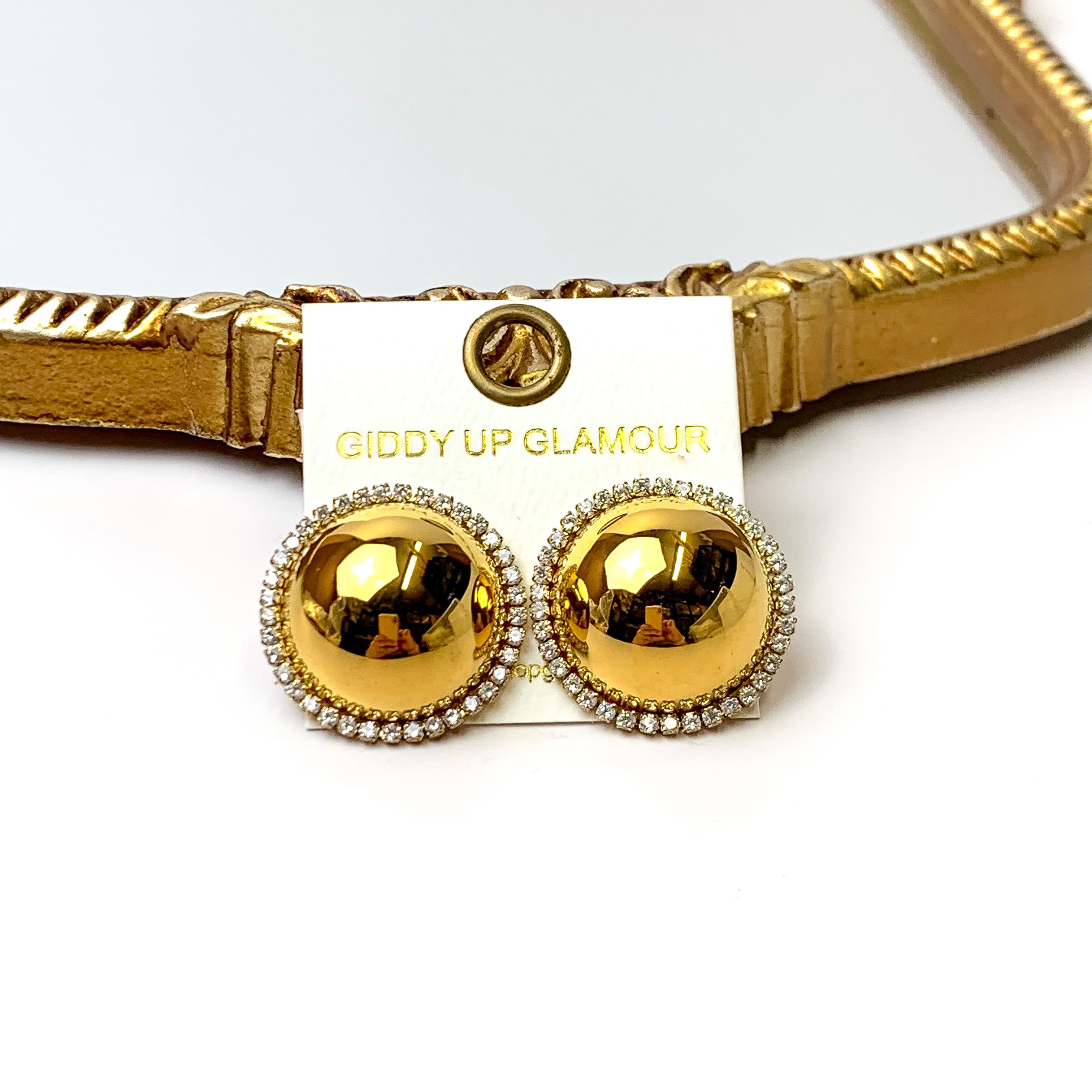 Bracha | Le Dome Stud Earrings in Gold Tone - Giddy Up Glamour Boutique