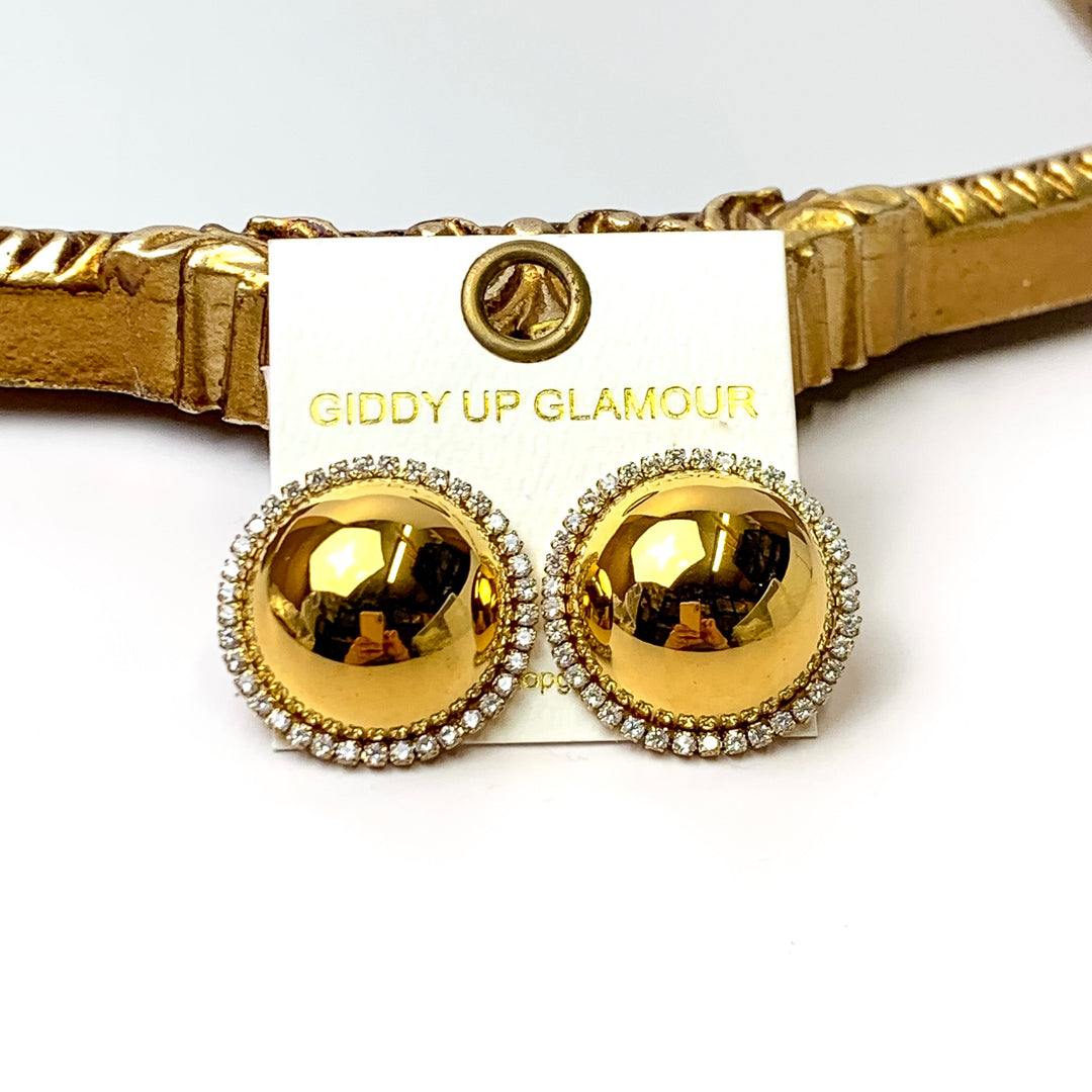 Bracha | Le Dome Stud Earrings in Gold Tone - Giddy Up Glamour Boutique