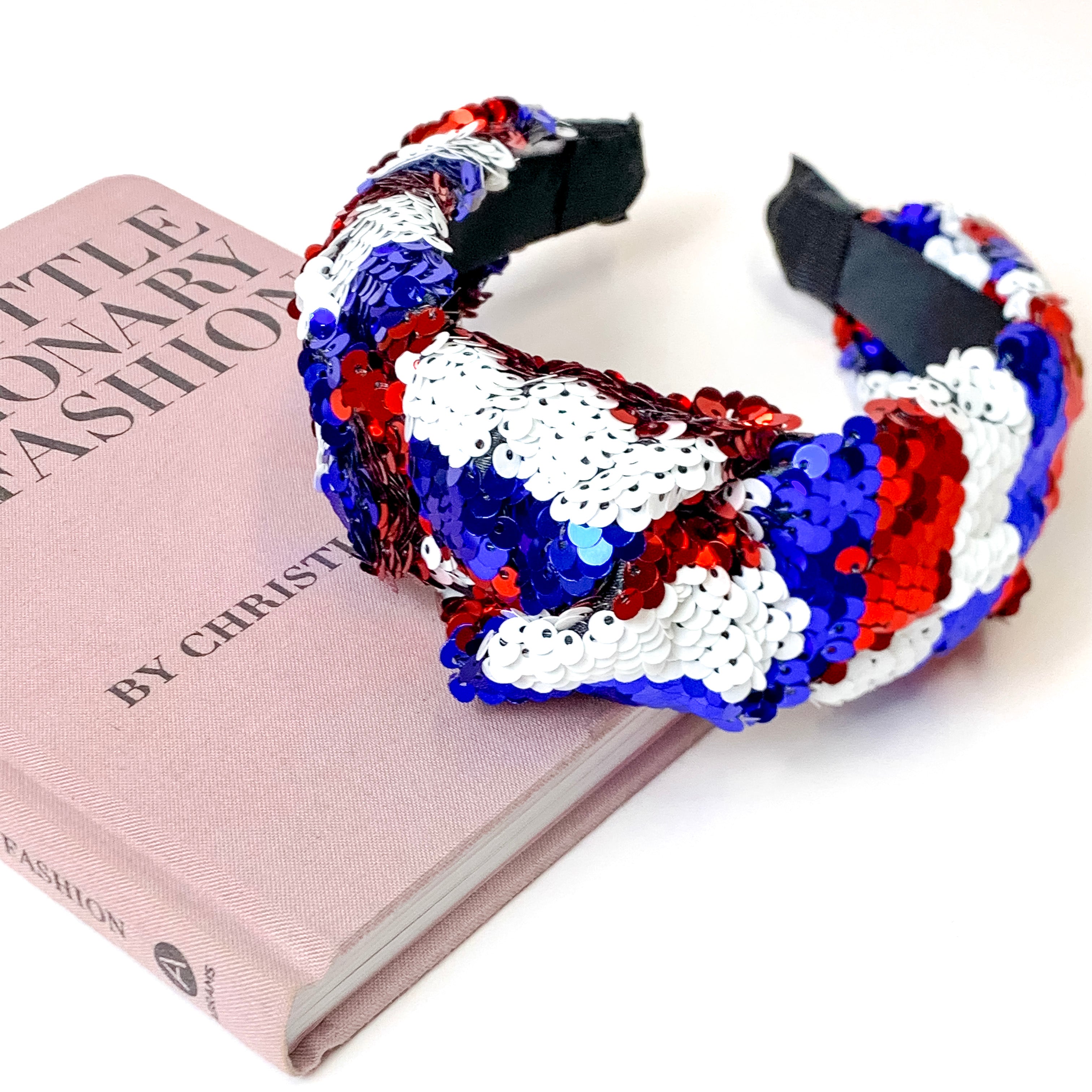 Sequin Knotted Headband in Red/White/Blue - Giddy Up Glamour Boutique