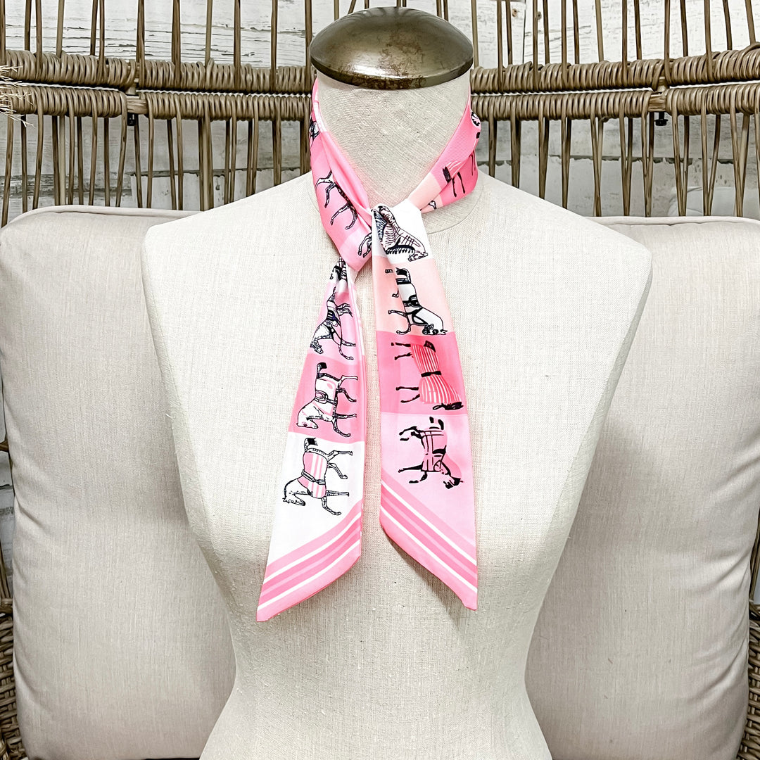Pony Power Equestrian Twilly Scarf in Shades of Pink