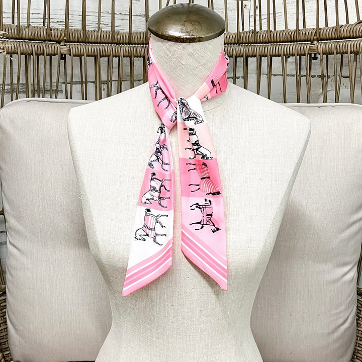 Pony Power Equestrian Twilly Scarf in Shades of Pink