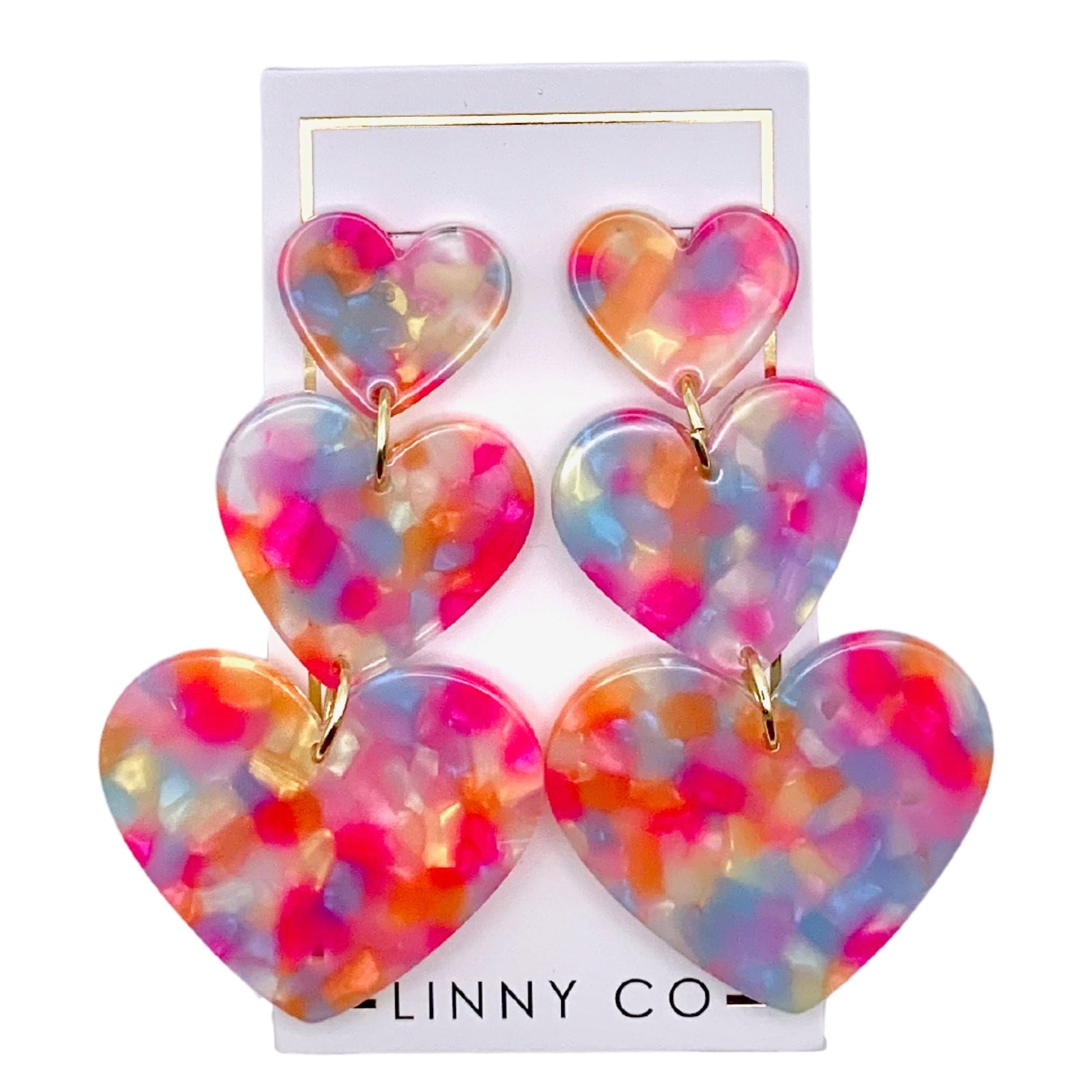 Linny Co | Penny Heart Drop Earrings in Pink Sprinkles