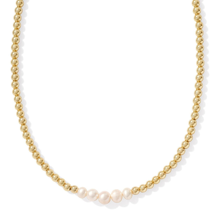 Kendra Scott | Eve Gold Beaded Strand Necklace in White Pearl