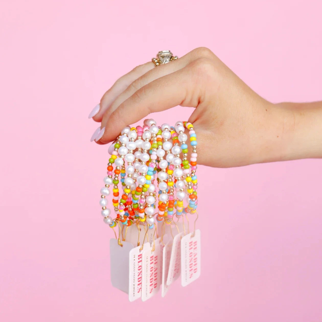 Beaded Blondes | Tatum Multicolor Sprinkle Bracelet with Pearl Accents