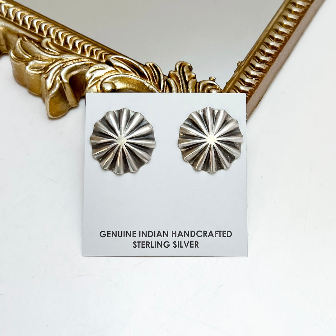 Genuine Indian Handcrafted Sterling Silver Concho Stud Earrings