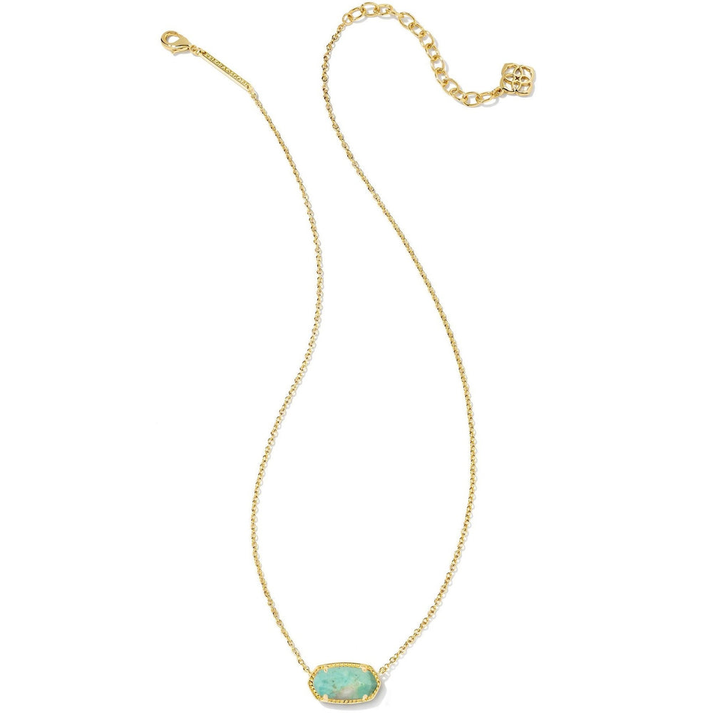 Kendra Scott | Elisa Gold Short Pendant Necklace in Sea Green Chrysocolla - Giddy Up Glamour Boutique
