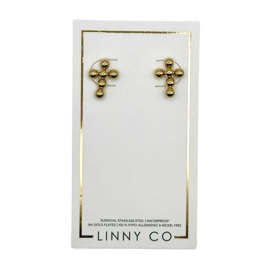 Linny Co | Wyatt Gold Tone Cross Stud Earrings