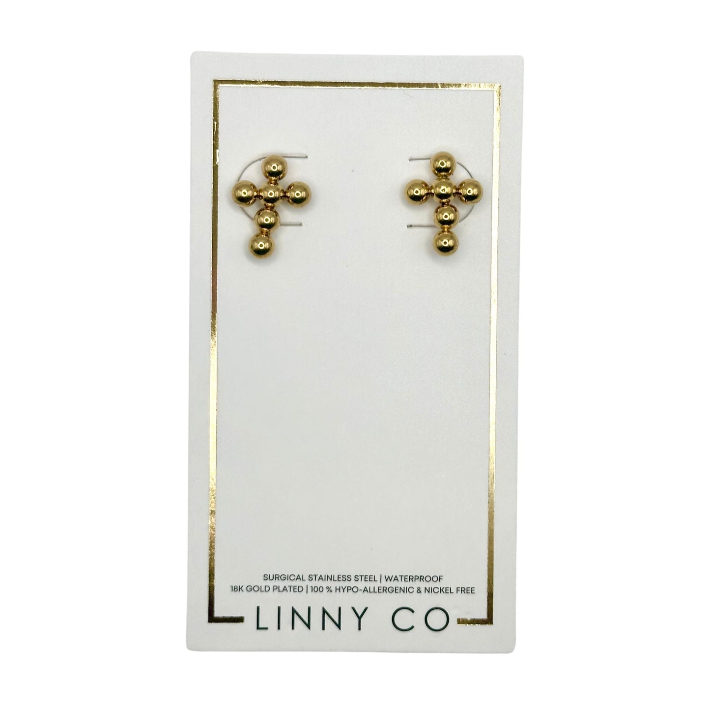 Linny Co | Wyatt Gold Tone Cross Stud Earrings