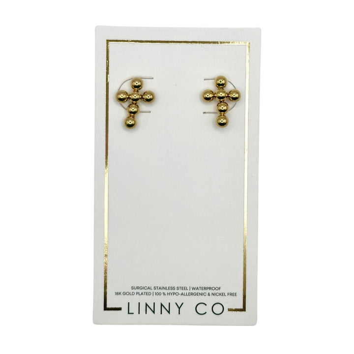 Linny Co | Wyatt Gold Tone Cross Stud Earrings