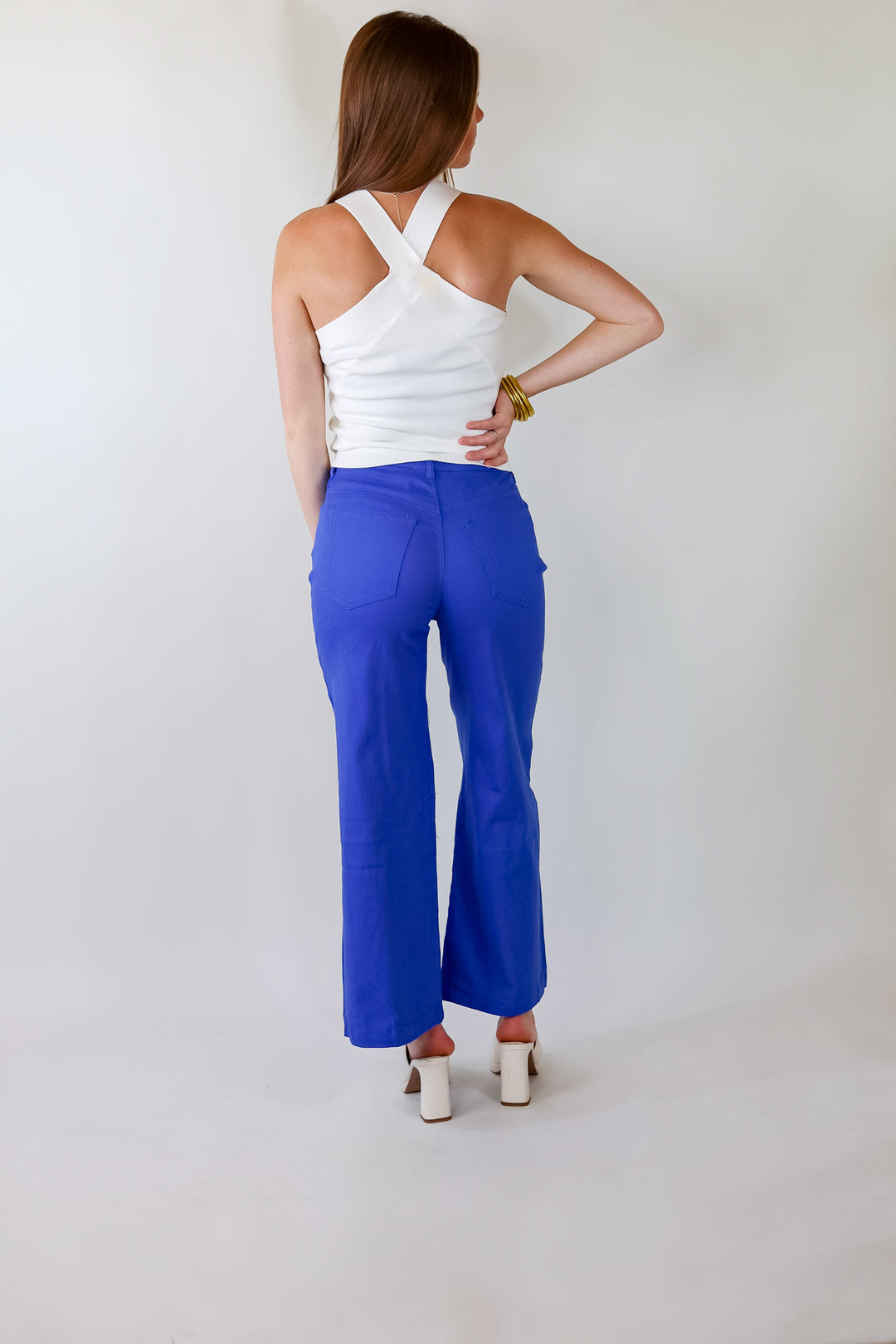 Talk To Me Crossed Strap Top in Off White - Giddy Up Glamour Boutique