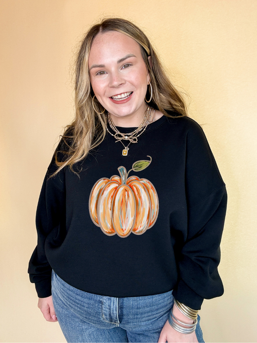 Online Exclusive |  Watercolor Pumpkin Graphic Sweatshirt in Multiple Color Options