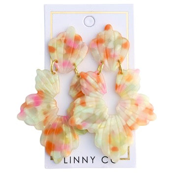 Linny Co | Michelle Floral Drop Earrings in Orange Spinkles