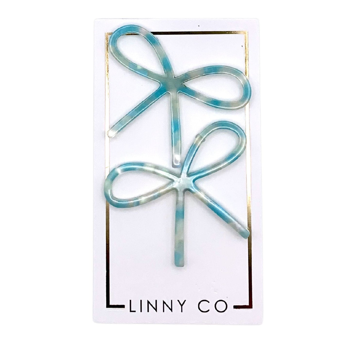 Linny Co | Lola Bow Earrings in Teal Sprinkles