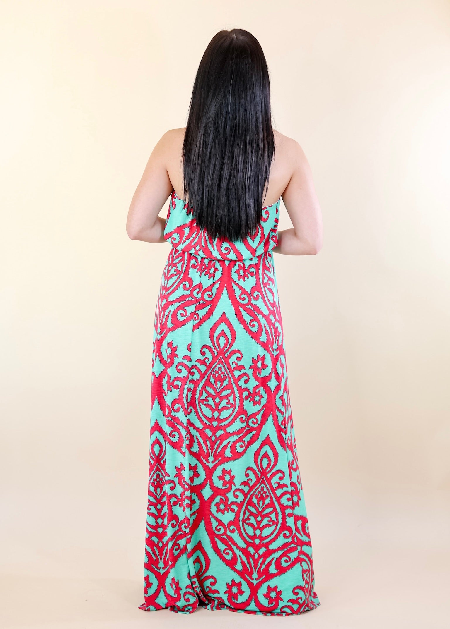 Good Times Swirl Maxi Dress in Jade and Hot Pink - Giddy Up Glamour Boutique