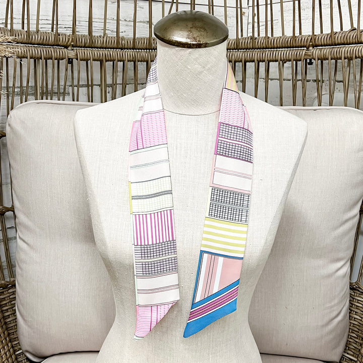 Pony Power Equestrian Twilly Scarf in Pastel Pink and Mint Green