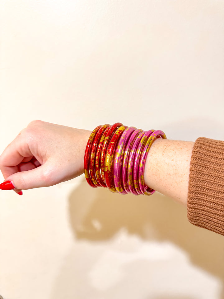 BuDhaGirl | Set of Four |  KOI All Weather Bangles in Rouge (Red)
