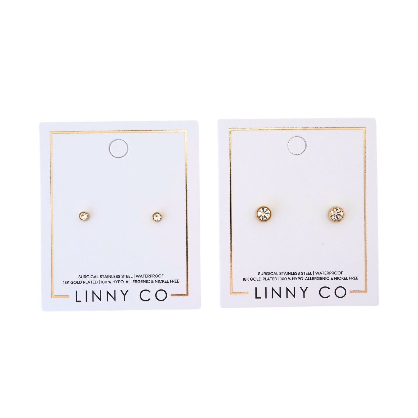 Linny Co | Juliet 3mm Gold Tone Crystal Flatback Stud Earrings