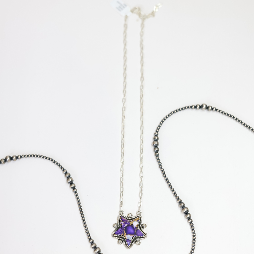 HaDa Collection | Handmade Sterling Silver & Violet Rose Purple Star Necklace