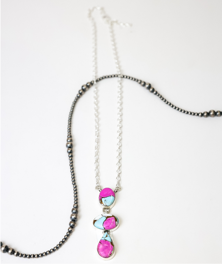 HaDa Collection | Handmade Sterling Silver and Cotton Candy Stone Drop Necklace