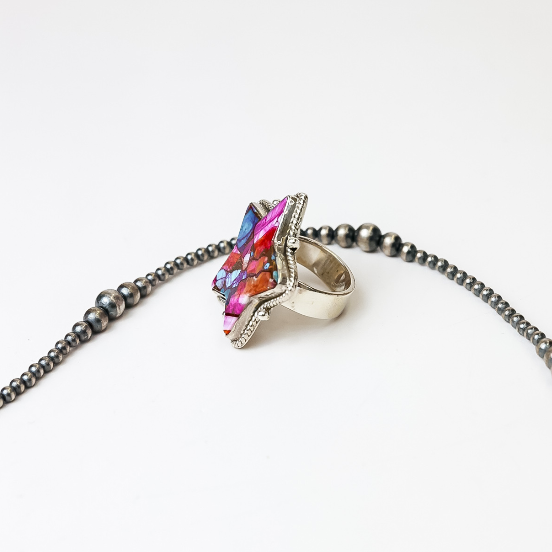 HaDa Collection | Handmade Adjustable Sterling Silver & Pink Dahlia Star Ring