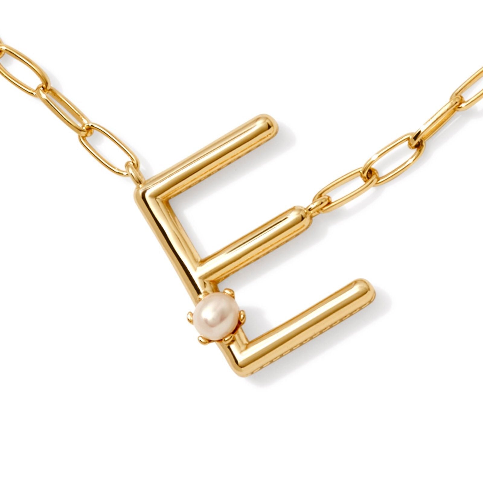 Kendra Scott | Pearl Gold Initial Letter Short Pendant Necklace in White Pearl