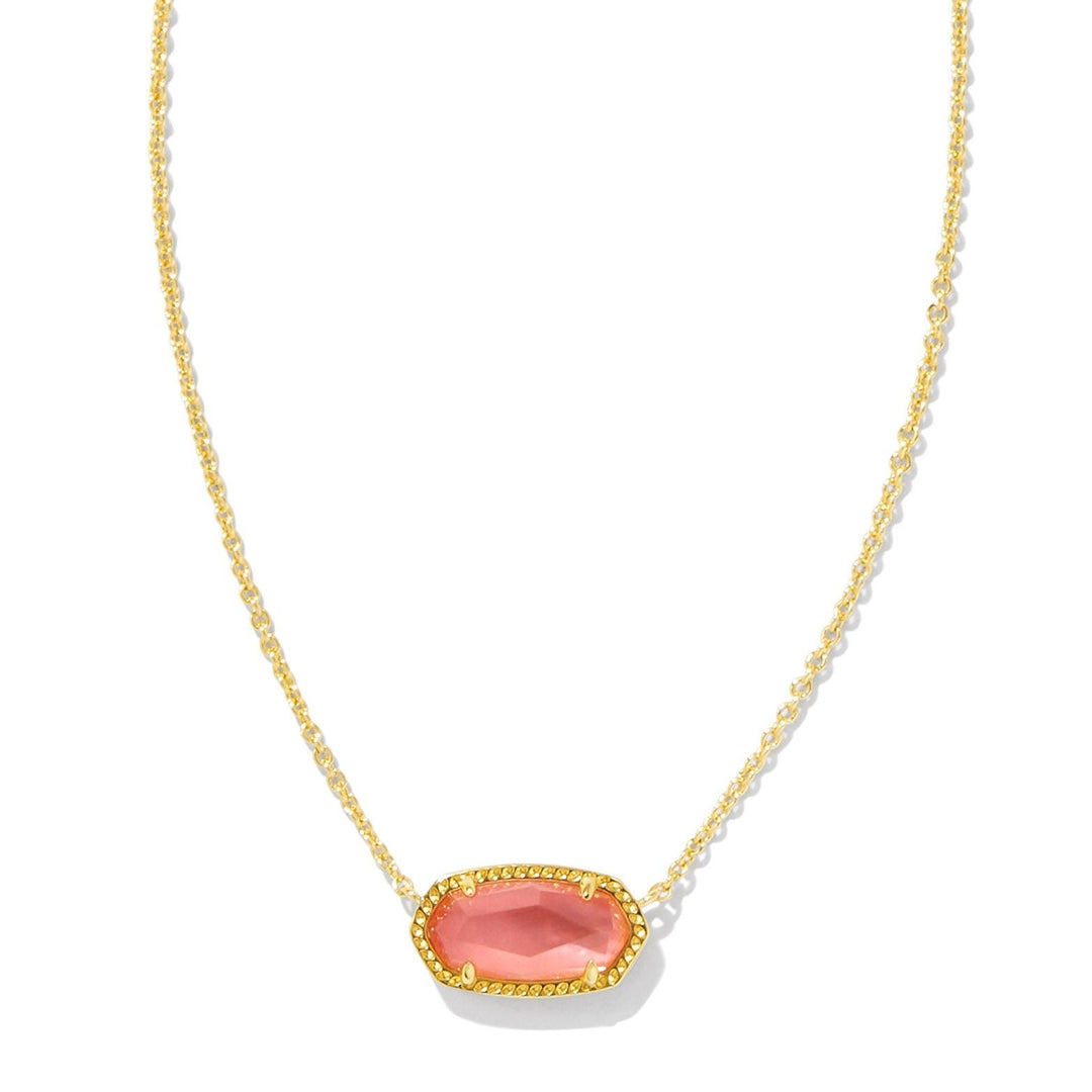 Kendra Scott | Elisa Gold Pendant Necklace in Coral Pink Mother of Pearl - Giddy Up Glamour Boutique