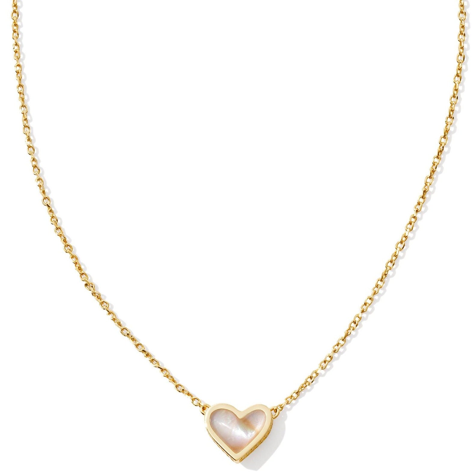 Kendra Scott | Framed Ari Heart Gold Short Pendant Necklace in Iridescent Abalone