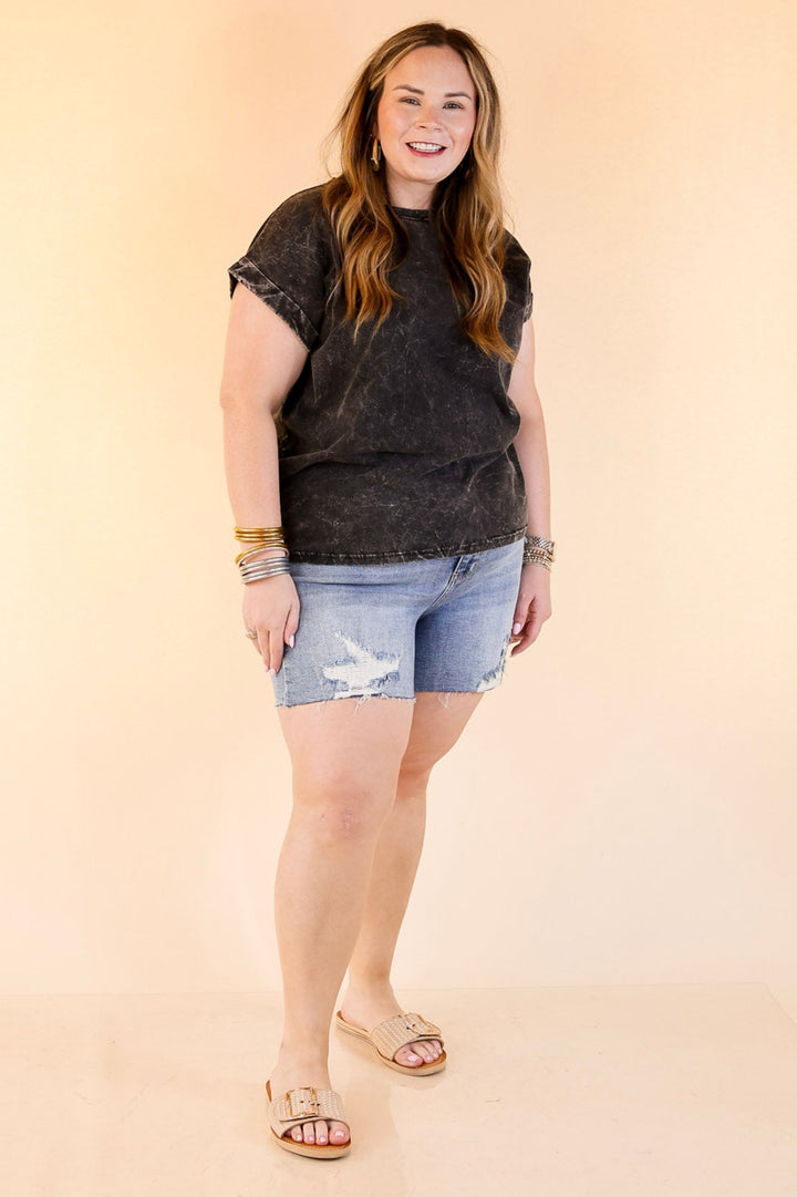 Judy Blue | Rough Around the Edges Denim Shorts in Stone Wash