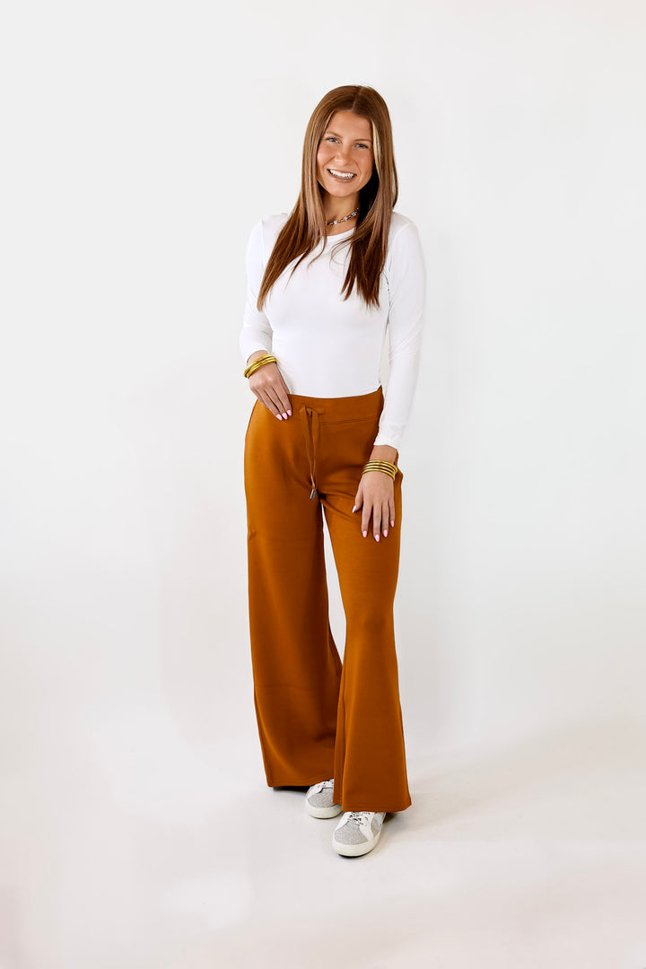 SPANX | AirEssentials Wide Leg Sweatpants in Butterscotch Brown - Giddy Up Glamour Boutique