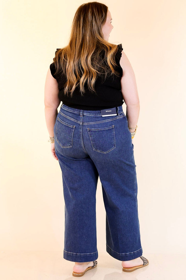SPANX | EveryWear Cropped Wide Leg Jeans in Dark Wash