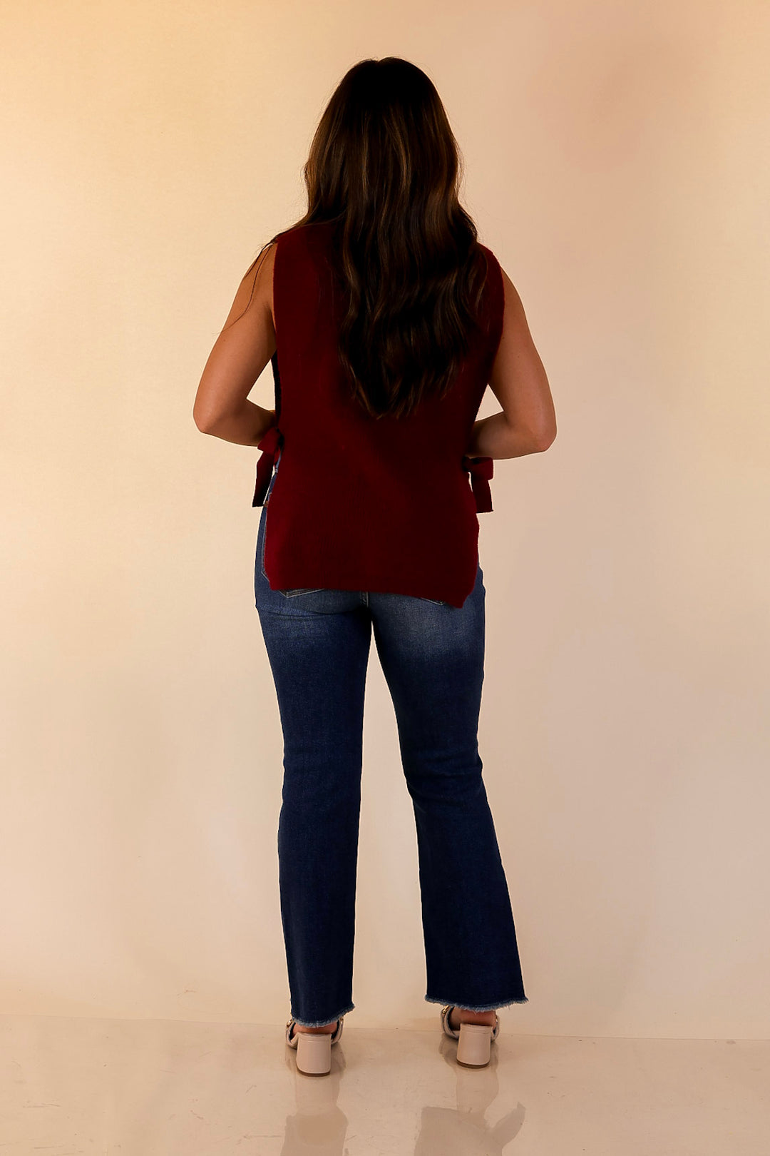 Tied and True Knit Sweater with Side Ties in Maroon