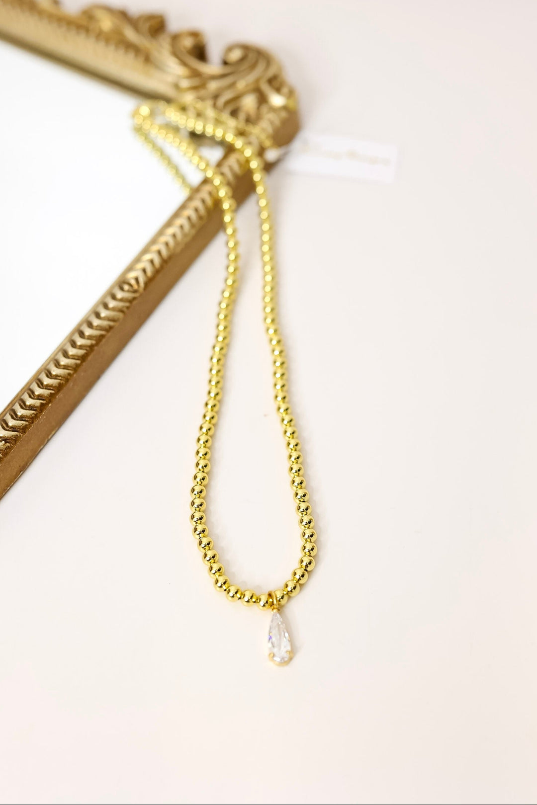 Kinsey Design | Penn Beaded Teardrop Pendant Necklace in Gold