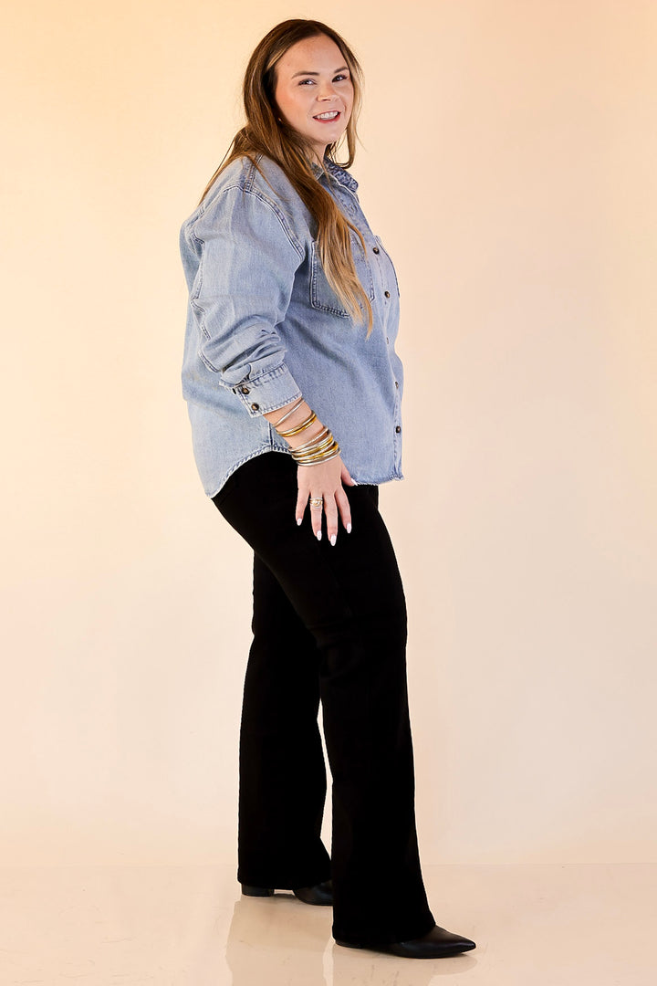 Judy Blue | True Essential Denim Button Up Shirt in Medium Wash