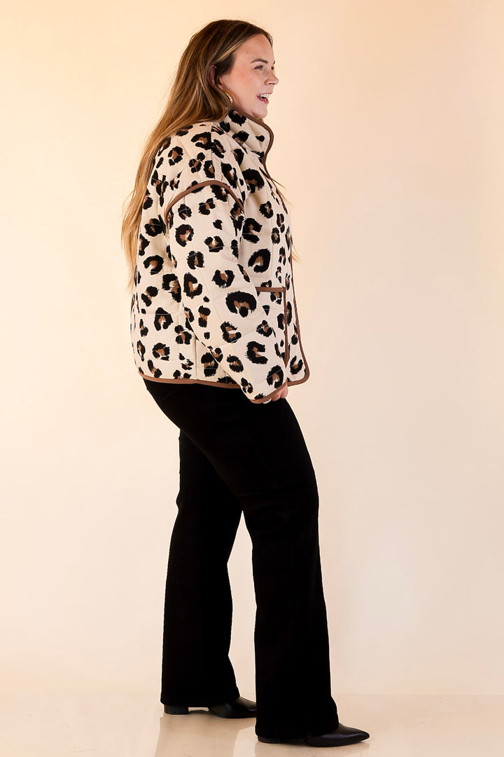 Spotted in Style Quilted Leopard Print Jacket in Cream