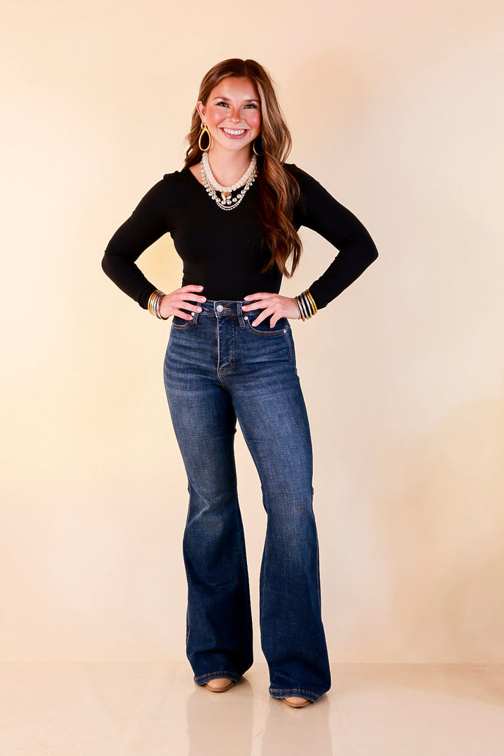 Judy Blue | Forever Flattering Tummy Control Charlotte Flare Jeans in Dark Modern Indigo Wash