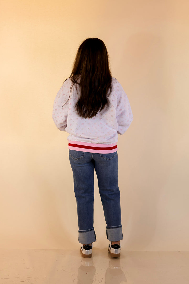 Simply Southern | Holiday Cheer Club Fa La La Floral Varsity Sweatshirt in Ivory