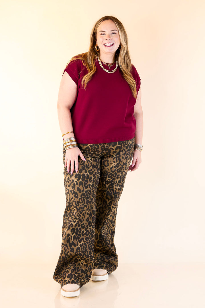 Effortlessly Yours Short Sleeve Crew Neck Sweater in Maroon