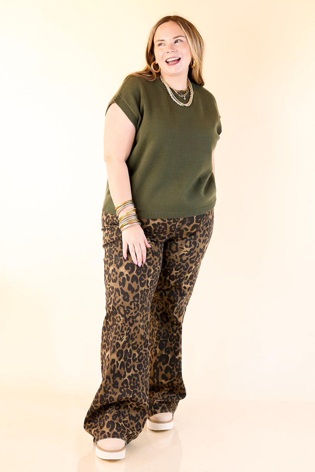 Effortlessly Yours Short Sleeve Crew Neck Sweater in Dark Olive Green