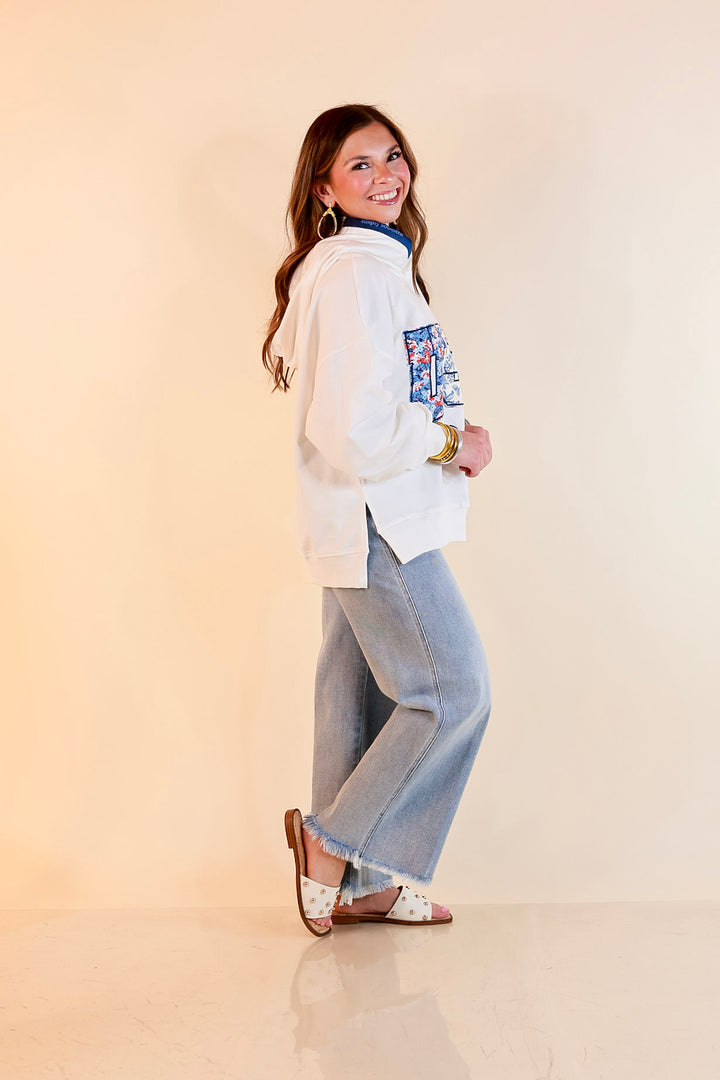 Simply Southern | Soft Statement USA Floral Print Long Sleeve Hoodie Sweatshirt in Ivory