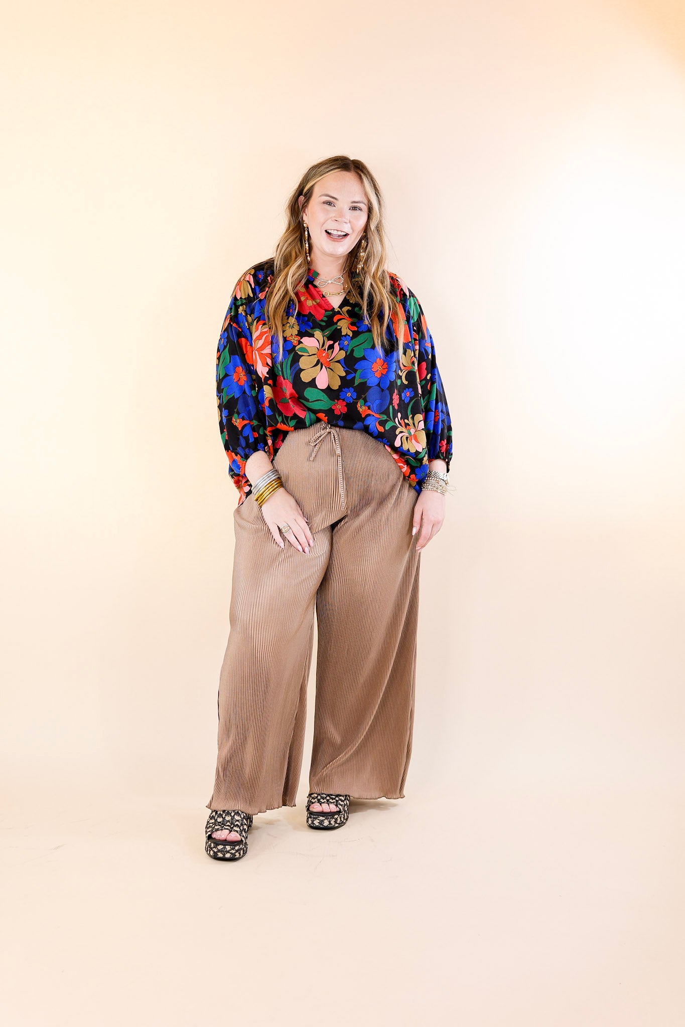 What You Admire Plissé Drawstring Pants in Mocha Brown