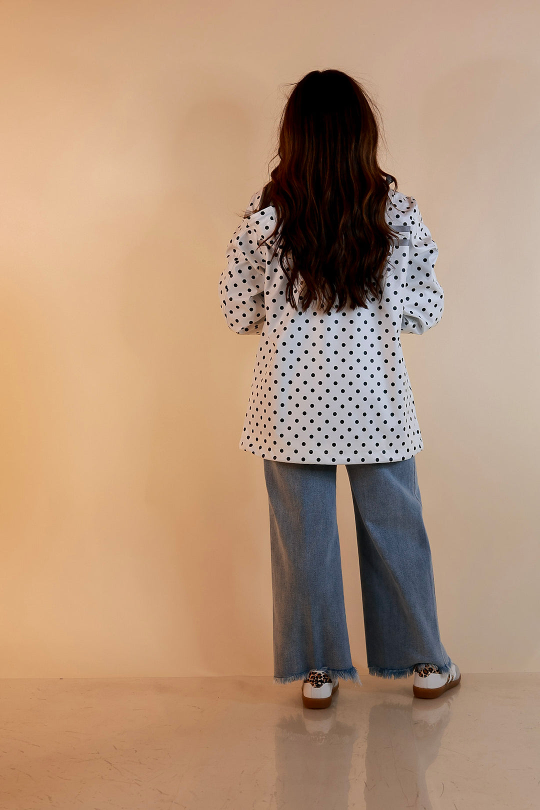 Lulu Mac | Chic Forecast Black Polka Dot Hooded Rain Jacket in Ivory