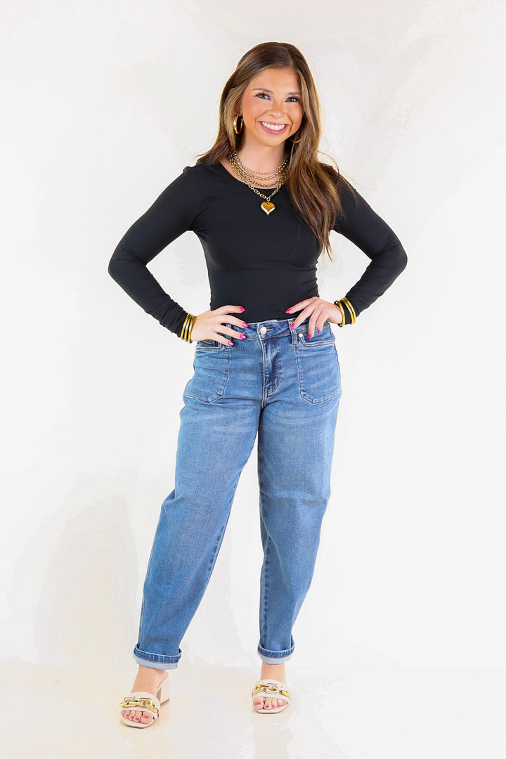 Judy Blue | Feeling Posh Soft Barrel Denim Jean in Dark Wash