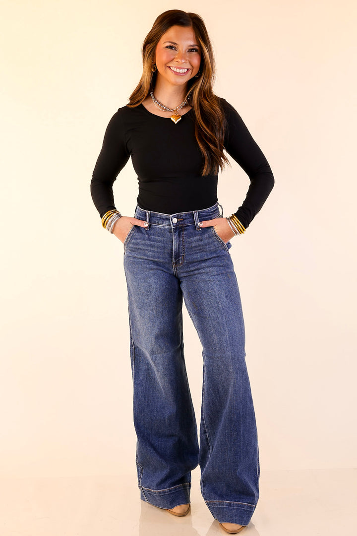 Judy Blue | Tailored Moves Retro Wide Leg Trouser Jean in Dark Wash