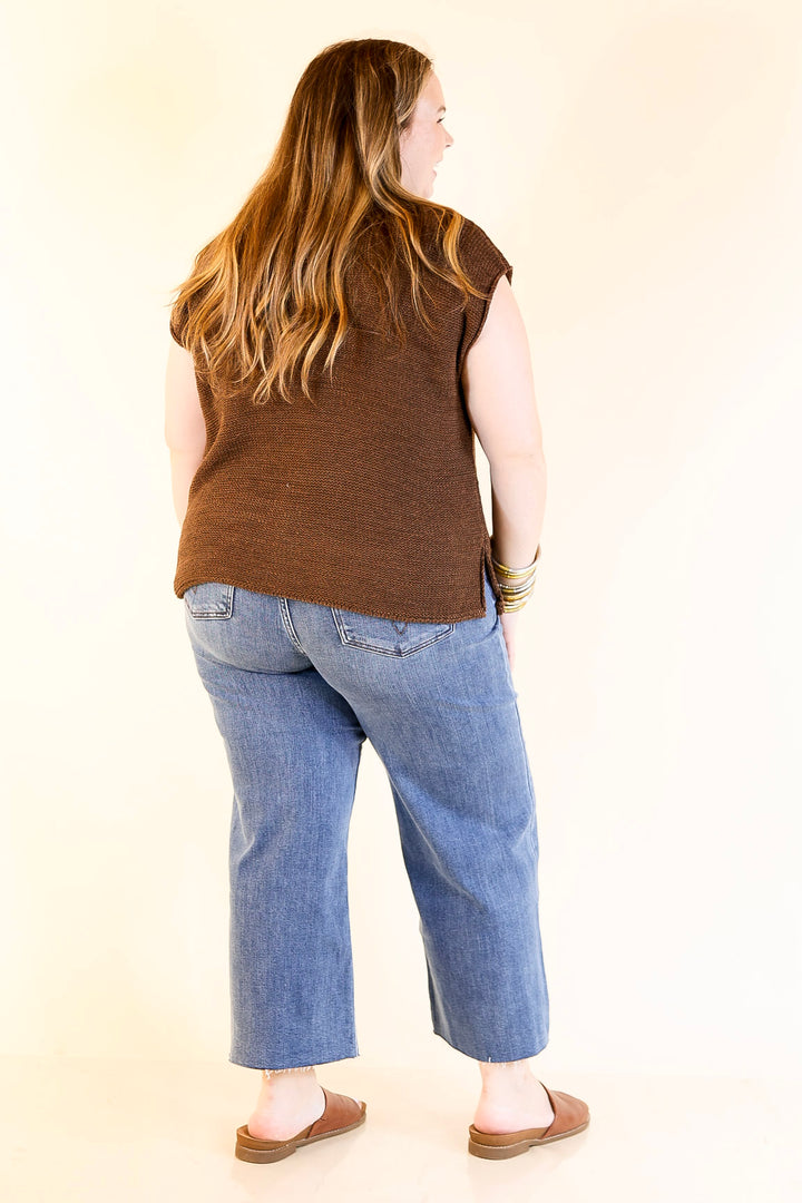 Forever Favorite Oversized Crew Neck Sweater Vest in Brown