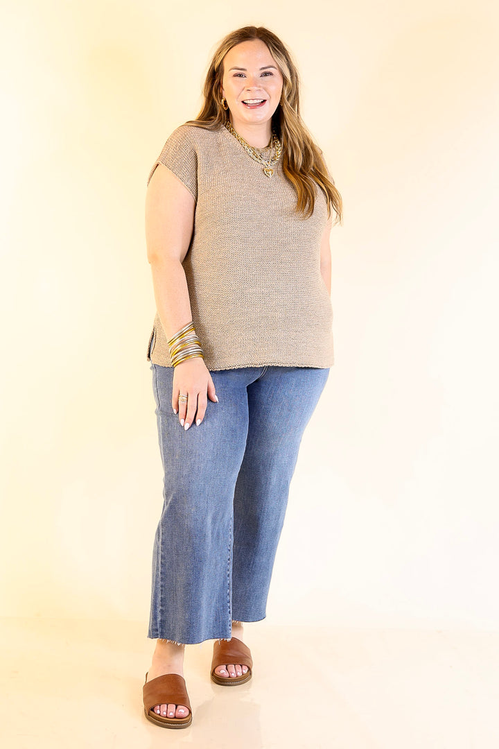 Forever Favorite Oversized Crew Neck Sweater Vest in Light Mocha